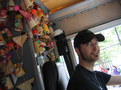 Kevin White in the Puppet Mobile