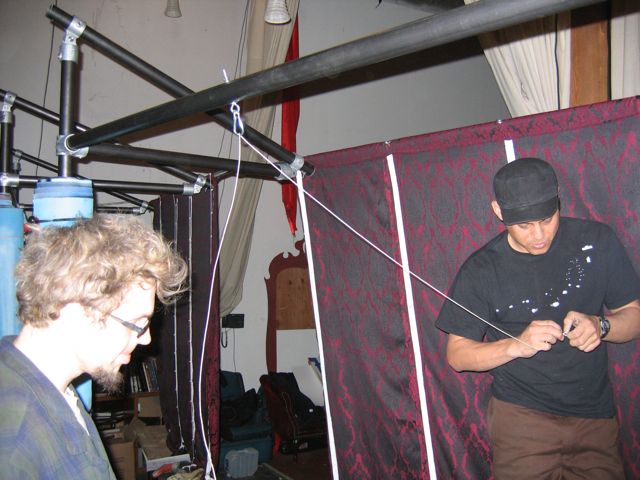 stringing crankie curtain
