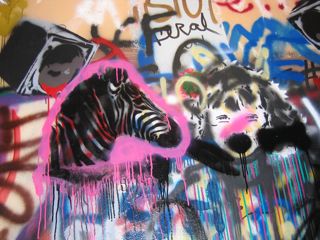 Some of the stencil work in UCSD's "Graffiti Hall" which I got a tour of after the presentation.
